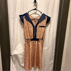Forever 21 Peach and Navy Polka Dot Top